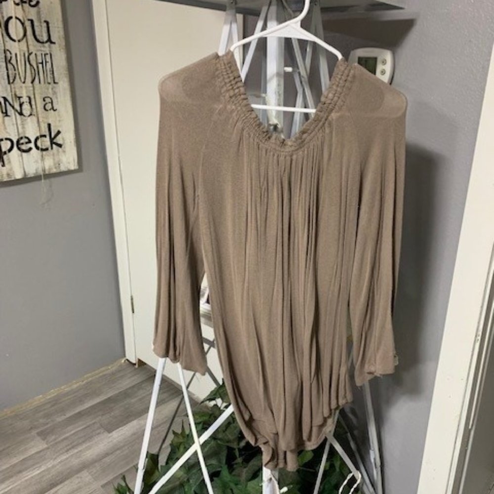 2 for $5-Tan Long-sleeved Blouse Size L